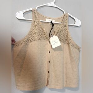 NWT* Tan Sleeveless Button-Up Top